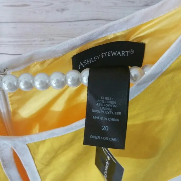 NWT {Ashley Stewart} yellow & white dress - Picture 5 of 6